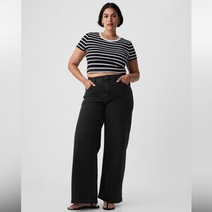 GAP Black High Rise Stride Wide-Leg Jeans